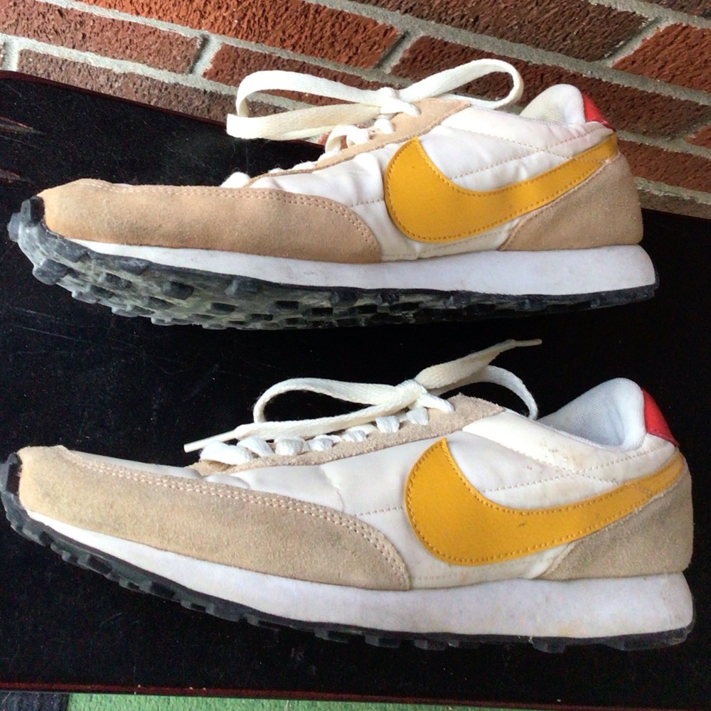 Nike Beige and Yellow Retro Runner Sneakers Size 8.5